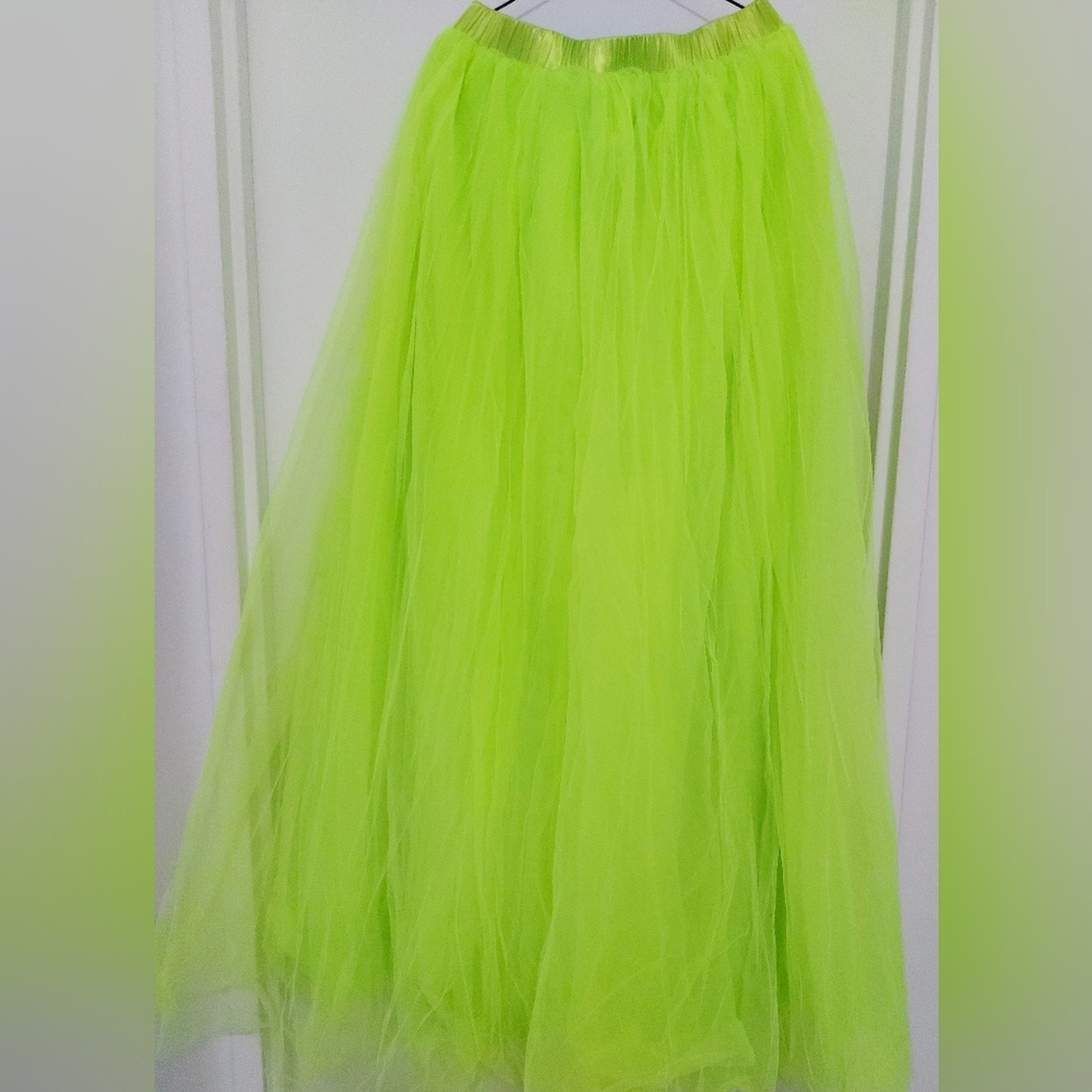 Fashion Nova Lime Tulle Maxi Skirt